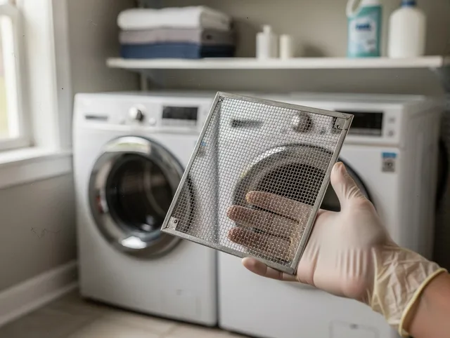 Mead Valley Dryer Vent Cleaning specialist performing detailed lint trap cleaning service in Mead Valley